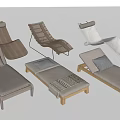 Comfortable Modern Lounge Chairs With Rattan Wooden Frames And Soft Fabric Pillows