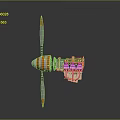 Detailed Rocket Model With Orange White Stripes And Thruster Components 3d model