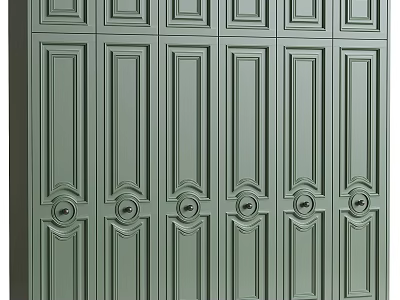 Classic Green Wardrobe With Paneled Door Design And Elegant Knob Accents For Home Interior 3d model