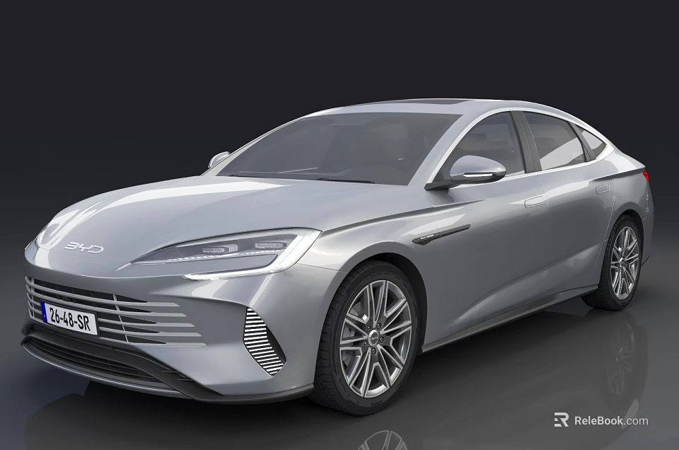 Silver BYD Electric Sedan With Sleek Aerodynamic Body Modern LED Headlights And Large Alloy Wheels 3d model 