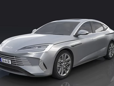 Silver BYD Electric Sedan With Sleek Aerodynamic Body Modern LED Headlights And Large Alloy Wheels 3d model
