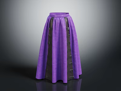 Purple Long Skirt With Black Vertical Panels And Modern Elegant Design 3d model