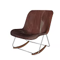 Modern Brown Wooden Leisure Chair With Metal Frame Rocking Structure