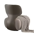 Modern Light Brown Leisure Chair With Plaid Blanket And Black Accent Design