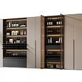 Modern Wine Cabinet Design With Glass Doors LED Lighting And Wine Glass Storage