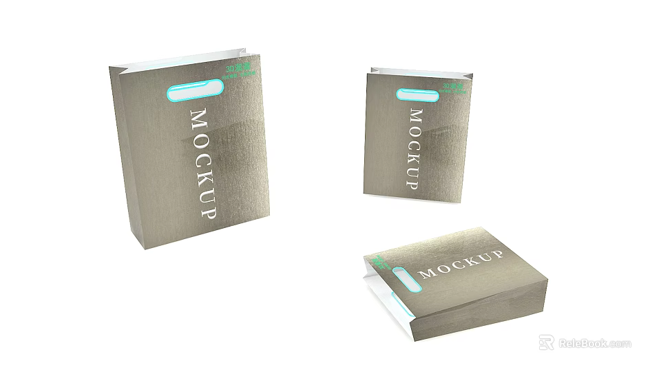 Golden Mockup Packaging Boxes With Green Labels For Daily Living Products 3d model 