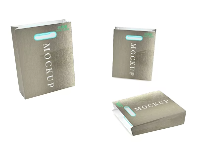Golden Mockup Packaging Boxes With Green Labels For Daily Living Products 3d model