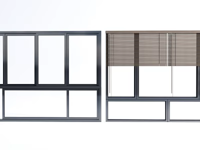 Modern Window Designs With Different Frame Styles And Roller Blinds 3d model