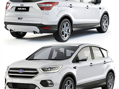 Ford White SUV Exterior Design With Front Face And Rear End Details 3d model