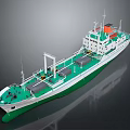 Modern Green and White Marine Transport Vessel with Deck Equipment and Storage Tanks