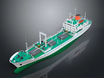 Modern Green and White Marine Transport Vessel with Deck Equipment and Storage Tanks 3d model
