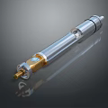 High Precision Computer Cylindrical Component With Silver Metal Body And Gold Accents 3d model