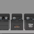 Modern Black Kitchen Stove Oven Appliances With Pots On Top Design