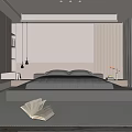 Modern Bedroom Interior Design With Gray Platform Bed Rug Pendant Lights And White Cabinets