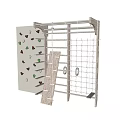 Outdoor Playground Equipment with Metal Frame Climbing Wall Rope Net and Swing Ring
