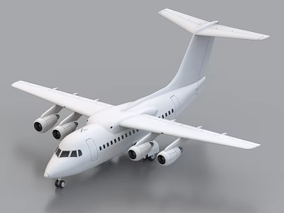 White Airplane Model With Four Engines Wings And Landing Gear Details 3d model