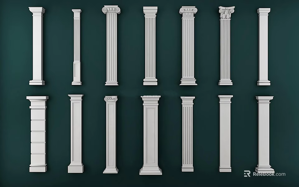 Various Types of Roman Columns With Classic Design for Architectural Decoration 3d model 