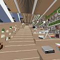 Modern Library Book Bar Stair Reading Area Book Bar Bookcase 3d model