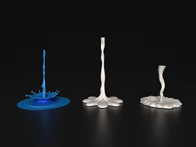 Decorative Ornament Set With Blue And White Flowing Droplet Shapes And Petal Wave Bases 3d model