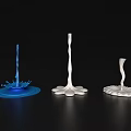 Decorative Ornament Set With Blue And White Flowing Droplet Shapes And Petal Wave Bases