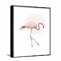 Pink Flamingo Animal Painting With Minimalist Design And Pink Circle Background