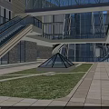 Modern Elevated Station Architecture With Glass Windows Green Roof And Surrounding Trees