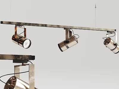Modern Track Mounted Downlights and Spotlights with Sleek Metal Finish Lighting Fixtures 3d model