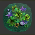 Cartoon Scene With Vibrant Colorful Plants And Blue Spotted Eggs On Green Ground