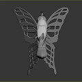 White Butterfly Shaped 3D Artistic Decorative Model Featuring Hollow Wing Design