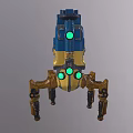 Multi Legged Robot With Blue Metallic Body And Green Red Indicators