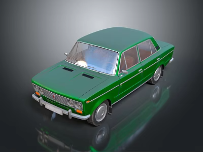 Green Classic Vintage Sedan Car Featuring Shiny Exterior And Retro Design 3d model