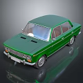 Green Classic Vintage Sedan Car Featuring Shiny Exterior And Retro Design
