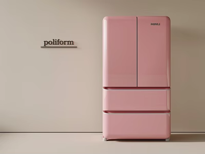 Pink Faber Refrigerator with Poliform Modern Sleek Stylish Design 3d model