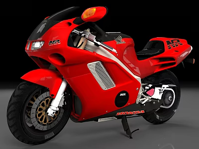 Red Honda Motorcycle With Classic Sporty Design Sleek Body And Black Tires 3d model