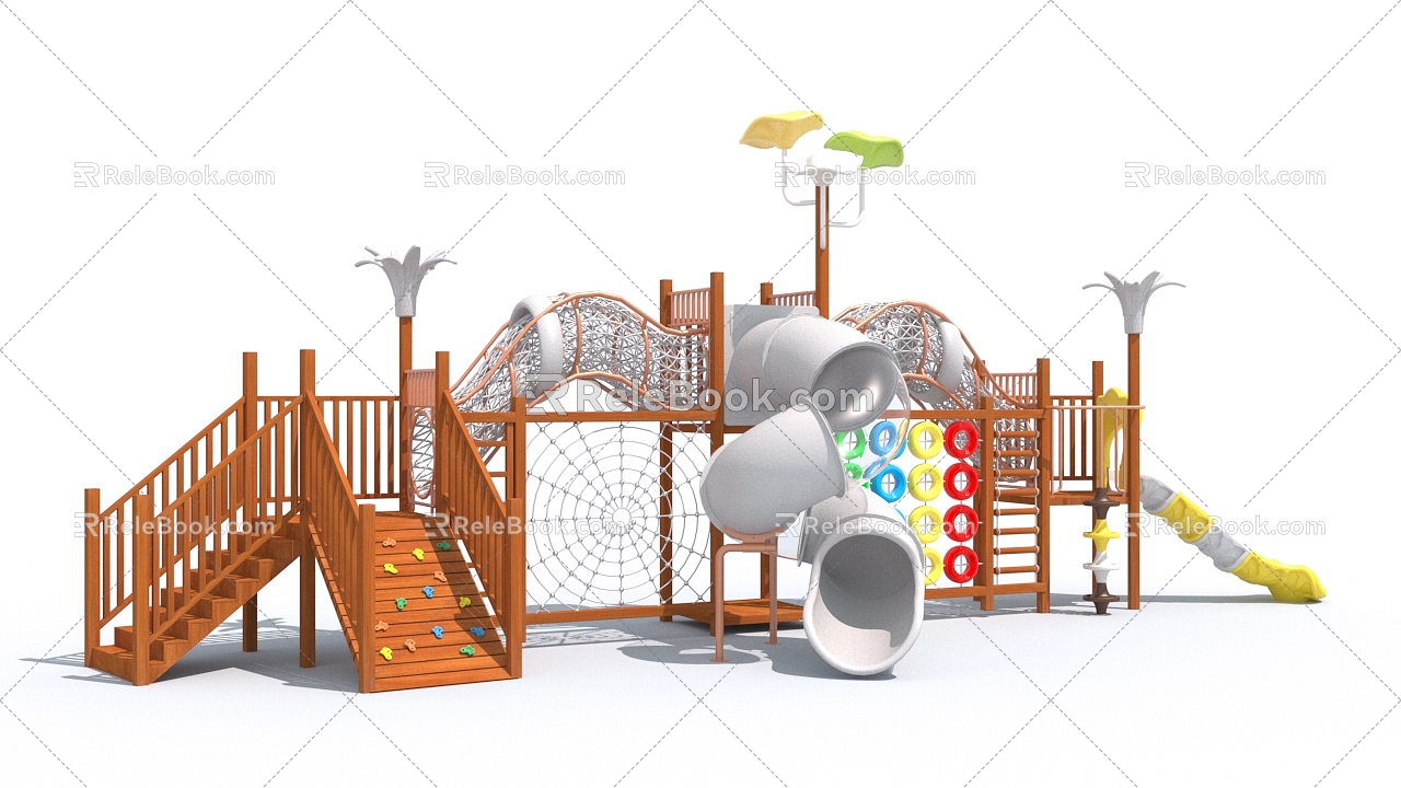 Kindergarten outdoor wooden amusement equipment outdoor large toy slide model