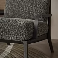 Modern Comfortable Lounge Chair Living Room Interior With Wooden Frame Textured Fabric And Round Rug