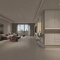 Modern Living Dining Room Interior Design With Open Concept Sofa Coffee Table And TV Wall