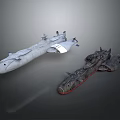 Sci Fi Spaceship Models With Light Gray And Dark Red Accent Detailed Structural Designs 3d model