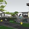 Traditional Courtyard Garden Design With Central Trees Ponds And Symmetrical Layout
