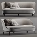 Modern Gray Multi Seater Sofa with Soft Fabric and Decorative Pillows 3d model