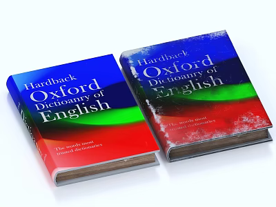 Hartford Dictionary of English Hardcover Books With Blue Red Green Covers Displayed 3d model
