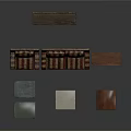 Vintage Furniture Collection With Striped Sofa Bookshelf Coffee Table And Cabinet