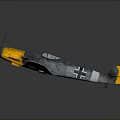 3D Aerospace Airplane Model With Yellow Nose Gray Body Black Cross Marks And Wingtips