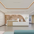 Modern Hospital Outpatient Clinic Reception Area With Medical Staff And Modern Design