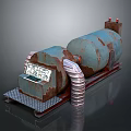 Rusty Industrial Equipment With Control Panel Metal Pipes And Mechanical Structure