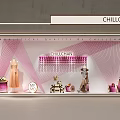 CHILLCHAN Store Window Display With Pharmaceutical Quality Cosmetics Dress And Pink Line Design