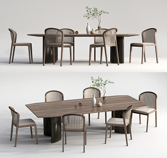 Nordic Dining Table and Chair Combination 3d model