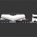 White Tanker Truck Featuring Large Cylindrical Tank Orange Stripe and Multiple Wheels on Reflective Background