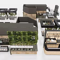 Modern Store Front Desk Interior Design With Green Plant Wall And Wooden Counter