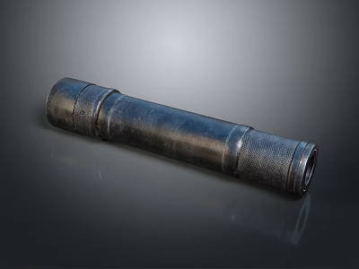 Vintage Weapon Cannon Barrel With Black Metal Textured Surface Sleek Reflective Finish On Smooth Background 3d model